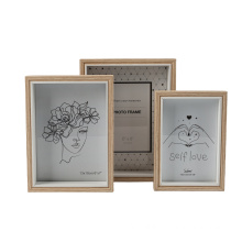 China factory direct sales set of 3 box frame home decor solid wood photo frame